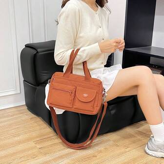 Women's Multi-Pocket Backpack, Casual Handbag, Fashion Shoulder Crossbody Bag With Zipper Coin Purse, Adjustable Strap