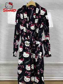 新款法兰绒睡袍，女士保暖中长浴袍，舒适优雅的睡衣，也可作外穿 - 彩色 - 查看 5