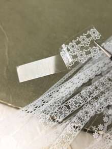 1 Pack Of 30pcs White Lace Floral Trim Stickers For Scrapbooking, Vintage Flower Decorative Stickers