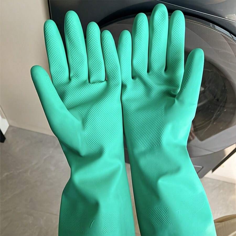 1 Pair Non-Latex Nitrile Rubber Gloves, Reusable Multi-Purpose Gloves For Kitchen, Dishwashing And Cleaning - Multicolor - View 1