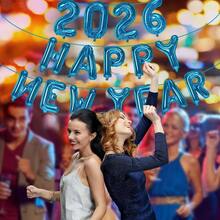 Gold Happy New Year 2026 Balloons, 16 Inch 2026 Foil Number Balloons, 2026 NYE Decorations 2026 New Years Eve Dcor - 藍色 - 查看 4