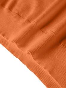 Men's Solid Color Crew Neck Long Sleeve Casual Versatile Lightweight Sweater, Loose Knit Top - Orange - View 7