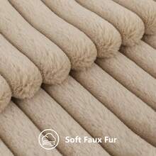 1件装/2件装/4件装仿毛皮舒适柔软条纹装饰抱枕套,天鹅绒枕套靠垫套,适用于沙发 - 駝色 - 查看 4