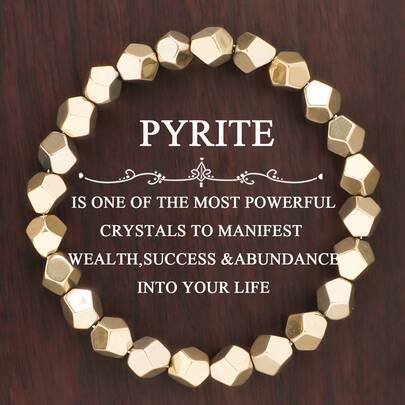 Handmade Native Pyrite Bracelet - Multi-Faceted Bohemian Style Beads, Symbolizing Wealth And Harvest, Inner Power Chakra Jewelry, Vintage Spiritual Gift, Suitable For Valentine's Day, Mother's Day, Bracelet Beads, Spiritual Jewelry, Symbolic Bracelet, Unisex, Gift, Blessing Bracelet