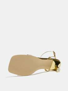 Tocuri înalte pentru femei, pantofi cu vârf pătrat placați cu aur, la modă și eleganți, cu ornamente de cristal, potriviți pentru petreceri, banchete și ocazii în aer liber, toamnă/primăvară, tocuri tip pisoi - Aur - Vizualizare 9