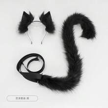 1 Set Plush Cat Tail Simulation Animal Ear Animal Tail Set Cat Ear Headband Fox Tail Cosplay Performance Props - Hồng - Xem 7