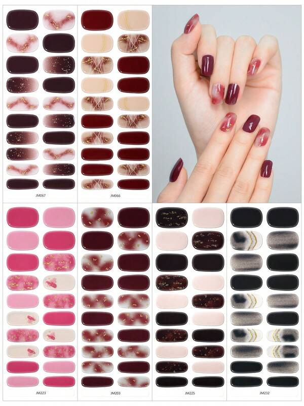 متوفر 20 مقاس، ومقاسات أكثر مناسبة لأظافرك. شريط جل أظافر شبه مشرب باللون الأسود والوردي، بنمط مطابق، بطراز الخريف والشتاء، مناسب لأي ضوء أشعة فوق بنفسجية/LED، جودة صالون، متين، سهل التطبيق والإزالة. البنات يزينن أظافرهن في الحياة اليومية أو أثناء السفر