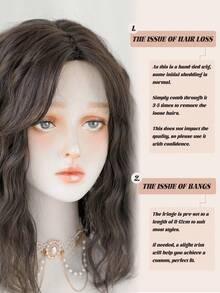 NAMM Natural Curly Brown Wigs For Women 16 Inch Shoulder Length Wig With Side Part Bangs, High Quality Heat Resistant Synthetic Fiber Wigs For Daily Use - Brown - View 7