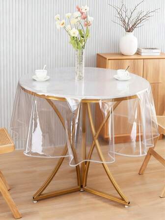 100% Waterproof & Oil-Proof Heavy Duty Vinyl Round Tablecloth, Suitable For Dining, Parties And Camping - Wipe Clean