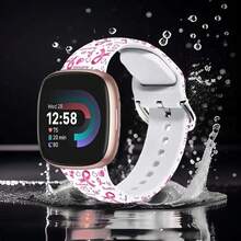 Compatible con la correa del reloj Fitbit Versa 3, Versa 4, Sense, Sense 2, Correa de repuesto de silicona con estampado navideño{Inchcolor_nameinch:InchEstilo de conciencia del cáncer de mamainch,Inchsize_nameinch:InchParaVersa4/Versa3/Sense2/Senseinch - Concientización sobre el cáncer de mama sty1 - Ver 3