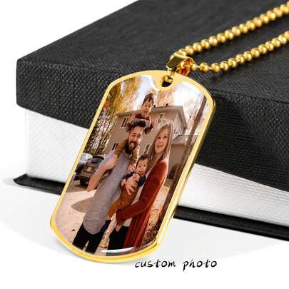 Customized Picture Necklaces, Dog Tag Photo Gifts, Custom-Made For Him, For Boyfriends Or Husbands, Father's Day, Valentine's Day, For Good Friends, Unique Gifts For Girlfriends, Christmas Gifts, Gifts For Her, Picture Commemorative Pendant Necklaces, Mother's Day Gifts, Birthday, Wedding Souvenirs, Anniversary Gifts