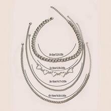 1 chiếc dây chuyền bằng thép không gỉ thời trang, bộ 3/4 chiếc dây chuyền, thích hợp để phụ nữ đeo hàng ngày. - Bạc - Xem 6