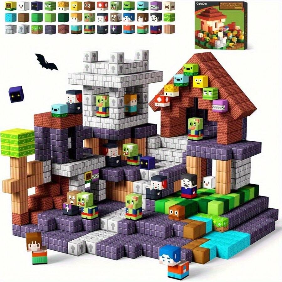100 piezas de bloques de construcción magnéticos, aptos para niños y niñas de 3+ años, construye el mundo MagWonder y cubos magnéticos Zomblock, actualiza el regalo sensorial STEM, regalo perfecto para cumpleaños, Navidad, Pascua, Halloween