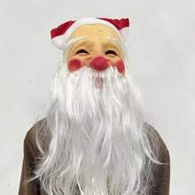 1pc Santa Claus Hooded Latex Mask, Atmosphere Prop For Activities, Malls, Schools, Funny Parties