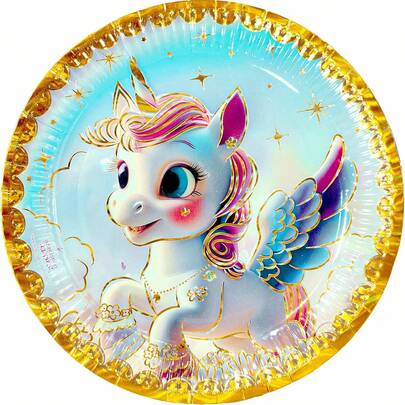 50 Pz Plato Cartón Premium Pastelero De Cumpleaños Unicornio bebé