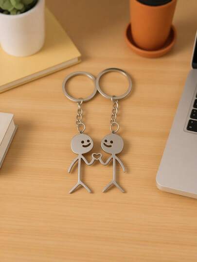 1/2pcs Funny Matchstick Couple Keychain, Paired Heart Keychain, Valentine's Day Gift, Anniversary Surprise Gift, Birthday Gift, Cute Bag Charm, Keychain For Boyfriend, Birthday Gift For Girlfriend, Anniversary Gift For Him, Car Key Accessory, Aesthetic, Gothic, Y2K