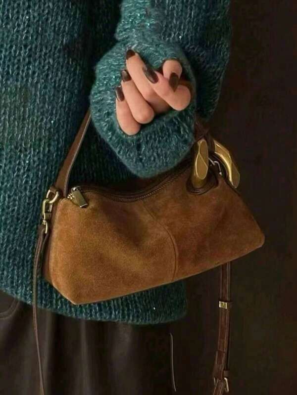 حقيبة كتف نسائية موديل 2025 الجديد، تصميم فريد للحقيبة، حقيبة كاجوال متعددة الاستخدامات بتصميم بسيط وأنيق، مصنوعة من مادة بي يو مريحة ذات لون أحادي، مغلقة بسحاب وحزام طويل قابل للتعديل، سعة واسعة، حقيبة وسادة للربيع/الصيف