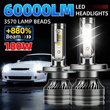 2个路顺H1 H7 H11 9005/HB3 9006/HB4 H4 LED汽车大灯灯泡，60000流明，180瓦，6000K色温，集成外置驱动器，高功率3570CSP高亮芯片，支持CANBUS总线，无故障，亮度提升880%，安装简便，即插即用 - 深灰色 - 查看 12