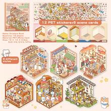 6 Simulation Scenes + 12 Sticker Sheets, DIY House Stickers, 3D Miniature Dollhouse Micro Landscape DIY Scrapbooking Wall Art, Landscape And Handmade Labels, Reusable Tiny House Scene Series In Multiple Sizes, Creative Game, Landscape Design, Dollhouse Decor, Reusable Stickers, Durable Decals, Craft Supplies, Decorative Labels