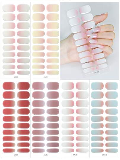 Un foglio di 20 misure tra cui scegliere, con più taglie per adattarsi alla forma delle tue unghie. Strisce per unghie in gel semi-indurito | Adesivi per unghie in gel che richiedono l'uso di luce UV | Qualità da salone, facile da applicare e rimuovere. Il design a colori sfumati è adatto per le ragazze da usare durante i viaggi e nella vita quotidiana