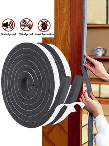 1roll Self-Adhesive Foam Insulation Tape - Weatherproof Seal Strip For Doors & Windows, Soundproofing, Air Conditioner Leak Prevention, 25mm Wide X 20mm Thick X 196.85inch Long, Black - Multicolor - View 1