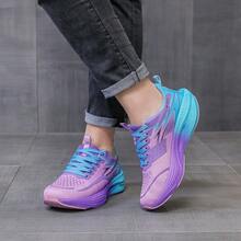 Women's Carbon Plate Running Shoes, Breathable Knitted Sports Shoes, Non Slip, Elastic, Suitable For Various Outdoor Sports Such As Running, Fitness, Tennis, Etc - Blue and Purple - View 4