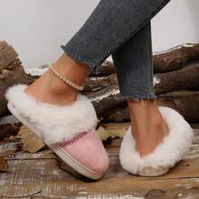 Women's Non-Slip Mute Floor Slippers - Solid Color With Plush Lining - 6652 Hồng - Xem 10