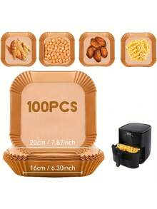 100-Pack/50-Pack Air Fryer Liners - Universal For Oven & Microwave, Non-Stick Parchment Paper - No Coating, Heat-Resistant For Home & Commercial Use