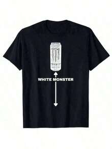 White Monster Funny Joke  Womes T-Shirt Humorous Sarcastic Saying Tee  Fashion Drinking Graphic Top Drinker Gift Tee - 黑色 - 查看 1