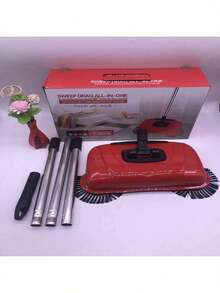 Barredora de suelos multi funciona  con escoba giratoria conmango,limpiador de empuje manual - Rojo - Ver 1