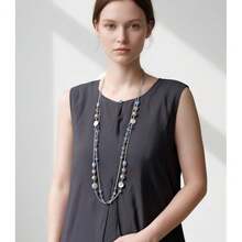 Noessla Layered Long Necklaces For Women Crystal Beaded Statement Necklace Sweater Silver Chain With Gifts Box Jewelry{Inchcolor_nameinch:InchBlueinch} - 藍色 - 查看 5