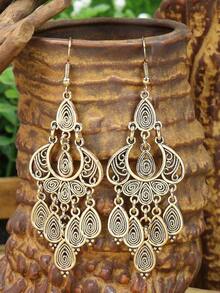 TopHanqi 1pair Bohemian Antique Gold Women's Fashion Pendant Earrings With Tassels, Drop-Shaped, Suitable Daily Wear, Going Out, Work, Party, Date, Versatile - 白色 - 查看 5
