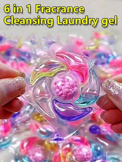 100/50/30/10pcs Pack 6-In-1 Laundry Detergent Pods, Concentrated Laundry Liquid, Lavender/Camellia Scent, Fragrant Laundry Liquid, Powerful Stain Removal & Color Protection (Average 50pcs Per Box)