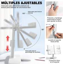 ¡RecomendadoAtril para Libros Multifuncional, Soporte para Libros para Lectura, Atril para Partituras, Porta para Libros Cocina con Clips Elásticos para Páginas para Partitura de (Blanco)¡Top de Temporada - ROSA - Ver 4