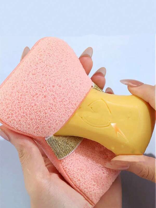 1pc Soap Bag Bath Sponge - Non-Dispersing Shower Ball With Soap Holder, Super Soft Exfoliating Shower Sponge, Unisex Shower Sponge, Gentle Cleansing, No Powder, Bathroom Essential, Bath Accessories, Shower Sponge, Shower Accessories, Ergonomic Design, Durable Sponge, Shower Sponge, Unisex, Skincare Accessories, Skincare