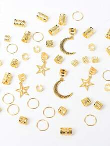 45 قطعة مجموعة ديكور كبيرة باللون الذهبي، تصميم بوهيمي وهيب هوب أنيق لمشابك الشعر، هدية رمضان، حلقات شعر لتزيين الضيوف، هدية ديكور حفلة عيد الحب، هدية ديكور حفلة رأس السنة الجديدة، هدية ديكور حفلة رمضان - متعدد الألوان - مشاهدة 5