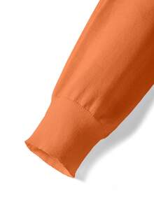 Men's Solid Color Crew Neck Long Sleeve Casual Versatile Lightweight Sweater, Loose Knit Top - Orange - View 6