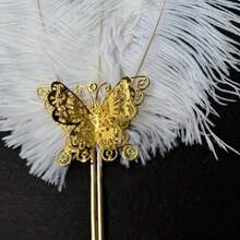 1 pieza Abanico de mano vintage con plumas, accesorio para vacaciones, abanico para cosplay, accesorio de fotografía, regalo, decoración de fiestas, todo el año