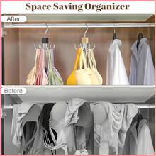 4pcs High Capacity Multi-Purpose Belt Hook,360°Rotating 6-Claw Hook Belt Rack Wardrobe Organizer, Used For Belts, Bras, Tank Tops, Ties, Scarves, Stainless Steel Hooks, Fashionable Wardrobe Organizer, Space-Saving Wardrobe Organizer - 4 miếng - Xem 5
