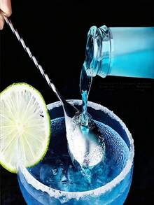 304不锈钢水滴形鸡尾酒搅拌勺，长柄吧勺，适用于调酒、奶茶、饮料搅拌