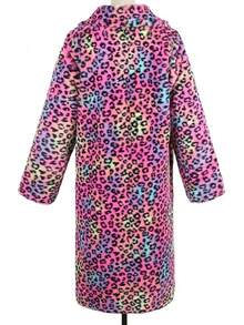 Popular Autumn/Winter Fashionable Warm Coats Sexyshine Women's Leopard Print Faux Fur Long Coat Winter Fall Lapel Collar Fuzzy Furry Trench Coat Open Front Jackets