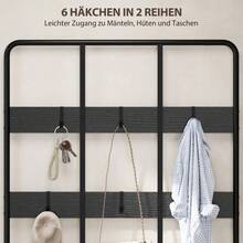 HOMCOM 3-In-1 Wardrobe, Clothes Rack, Bench, Shoe Rack, Metal, Support Plate, Black - 1 - View 6