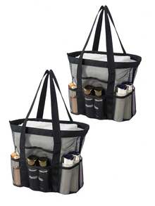 Large Mesh Beach Bag - Anti-Sand Swimming Tote Bag, Extra Large Capacity Family Foldable Lightweight Pool Cruise Essentials, With Zipper, Perfect For Commuting, Outdoor, Travel, Camping, Vacation, School, Dorm Necessities