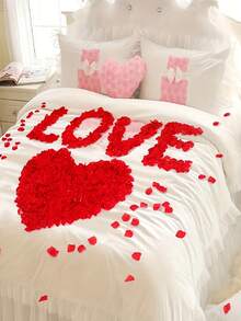 2000pcs Artificial Red Rose Petals, Romantic Wedding Party Decor Fake Flowers, Tabletop Center Piece, Tree Decor, Winter Home Party Decoration