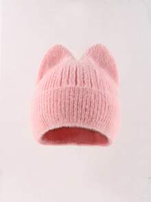 1顶儿童可爱耳朵针织帽，保暖柔软，适合秋冬季节