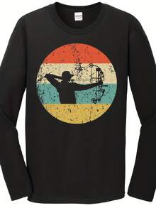 Bow Hunting Shirt - Vintage R Archery Long Sve T-Shirt - Hunting Icon Shirt - 款式4 - 查看 1