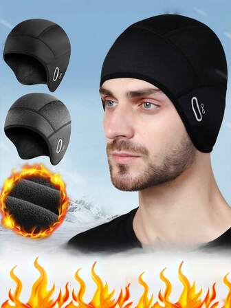 1 st. Denna herr vinteröronvärmaremössa med termiskt foder finns i flera färger, erbjuder extrem köldbeständighet och en funktionell design, vilket gör den till en idealisk termisk huvudbonad, herrcykel varm huvudbonad