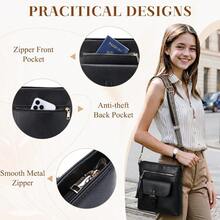 Crossbody Bag For WomenSoft Vegan Leather Cross Body Purse Medium Shoulder Bag Handbags With Guitar Strap - Black - View 5