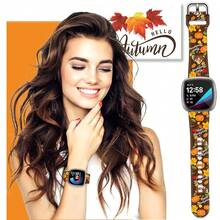 Compatible con la correa del reloj Fitbit Versa 3, Versa 4, Sense, Sense 2, correa de repuesto de silicona con patrón navideño {color_name: Dando las gracias Turquía Café, size_name: Para Versa4/Versa3/Sense2/Sense - Gracias 1givingTurkeyCoffee - Ver 5