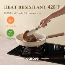 烹饪夹，不锈钢耐热材质，带锁扣，硅胶手柄，适用于不粘锅具。可用于煎锅，抓握力强，方便夹取食物、拌沙拉、空气炸锅等，拉环设计，厨房用具，食品